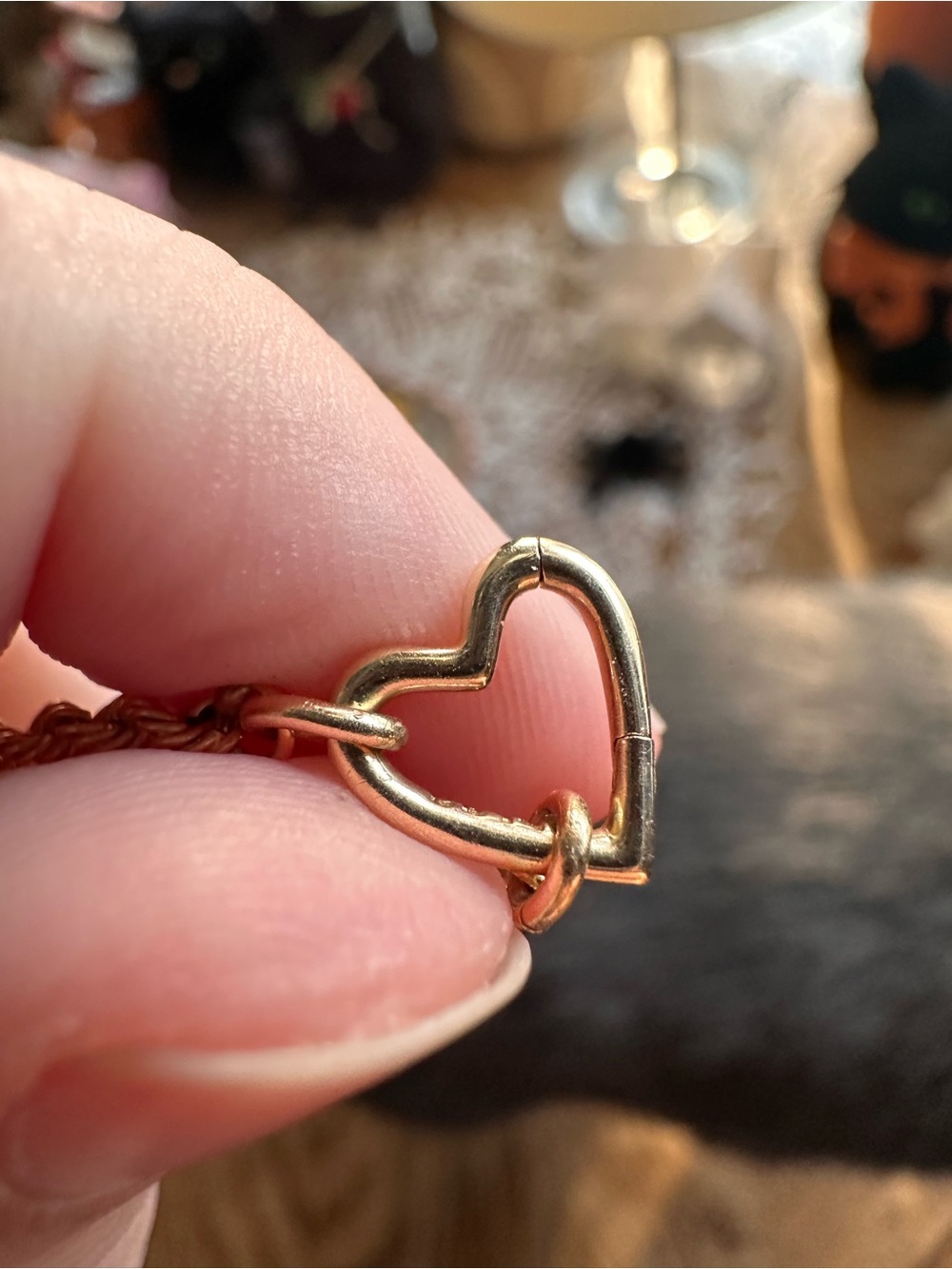 Vintage 14k rope chain necklace and catbird 14k heart charm connector - Picture 6 of 9